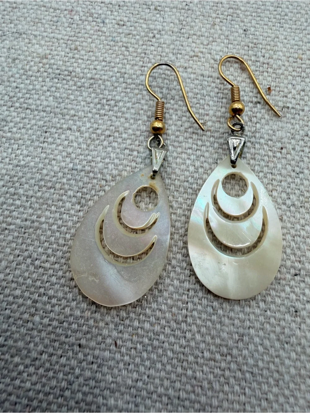 Luminescent White Mother-of-Pearl Teardrop Dangle Earrings
